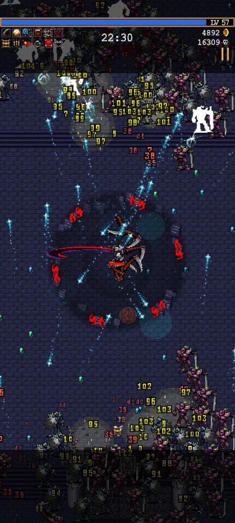 colourful bullet hell image with swarms of enemies