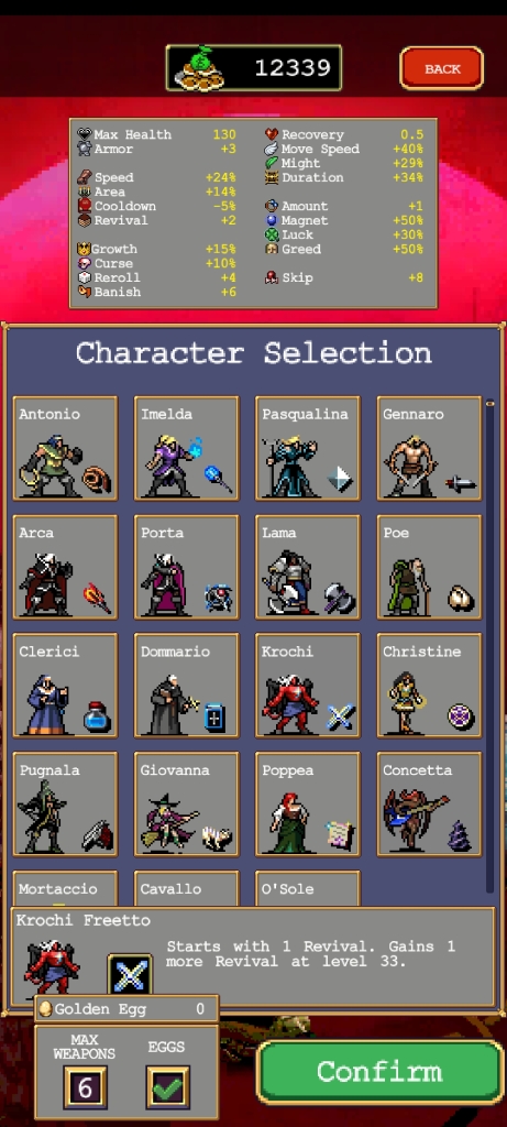 character selection screen